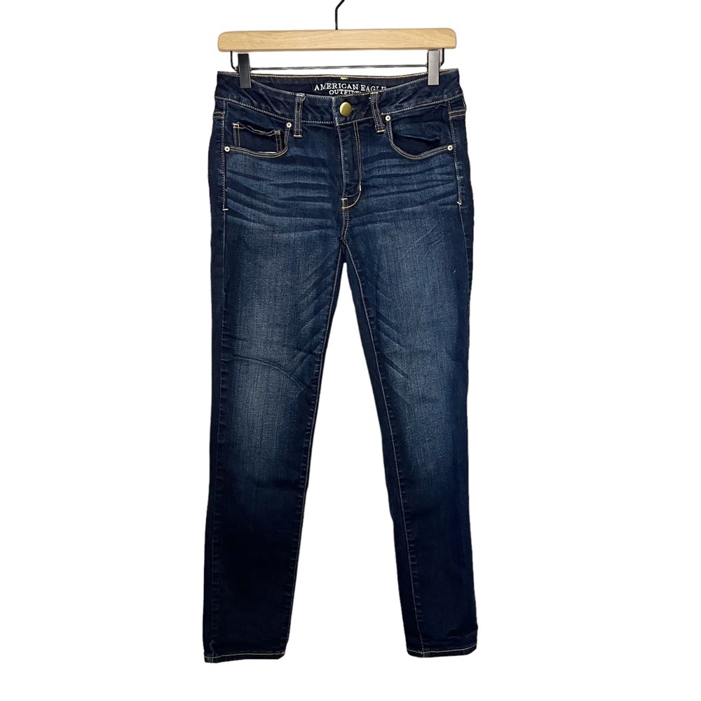 AEO Super Stretch Skinny Jeans in Dark Wash Blue 6P 6S 6 P S Petite Short